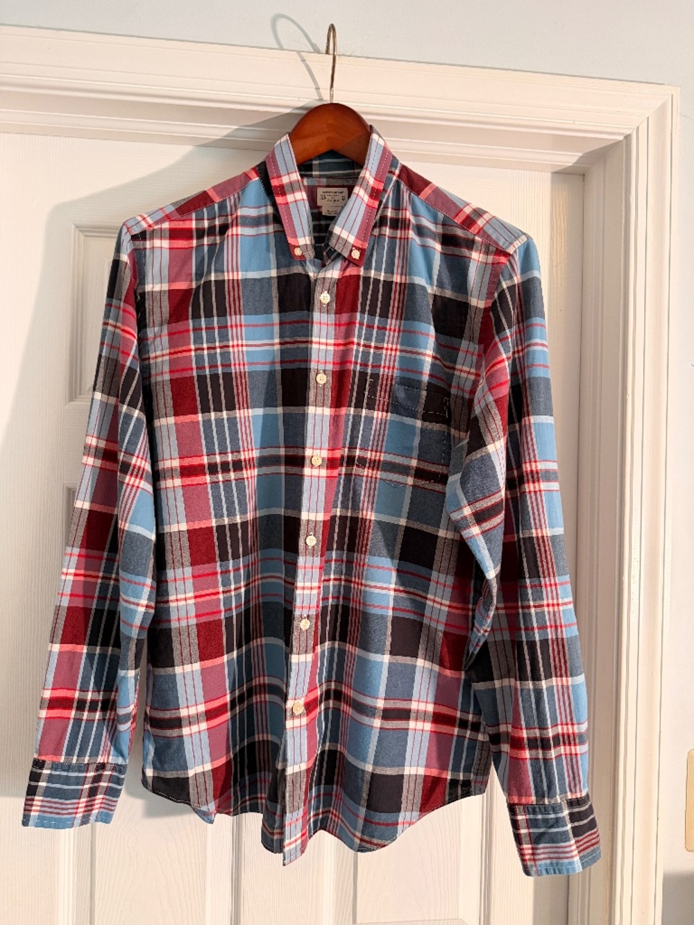 J Crew Summer Plaid Shirt Size Large